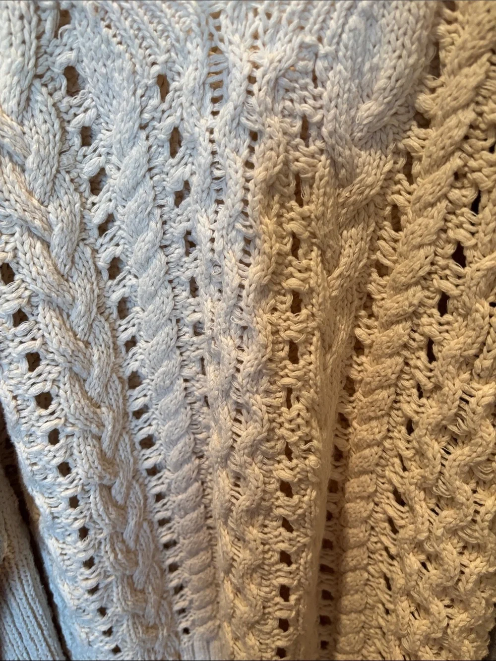 Free People Hideaway Cable Pullover Sweater Ivory Gray Oversized Small